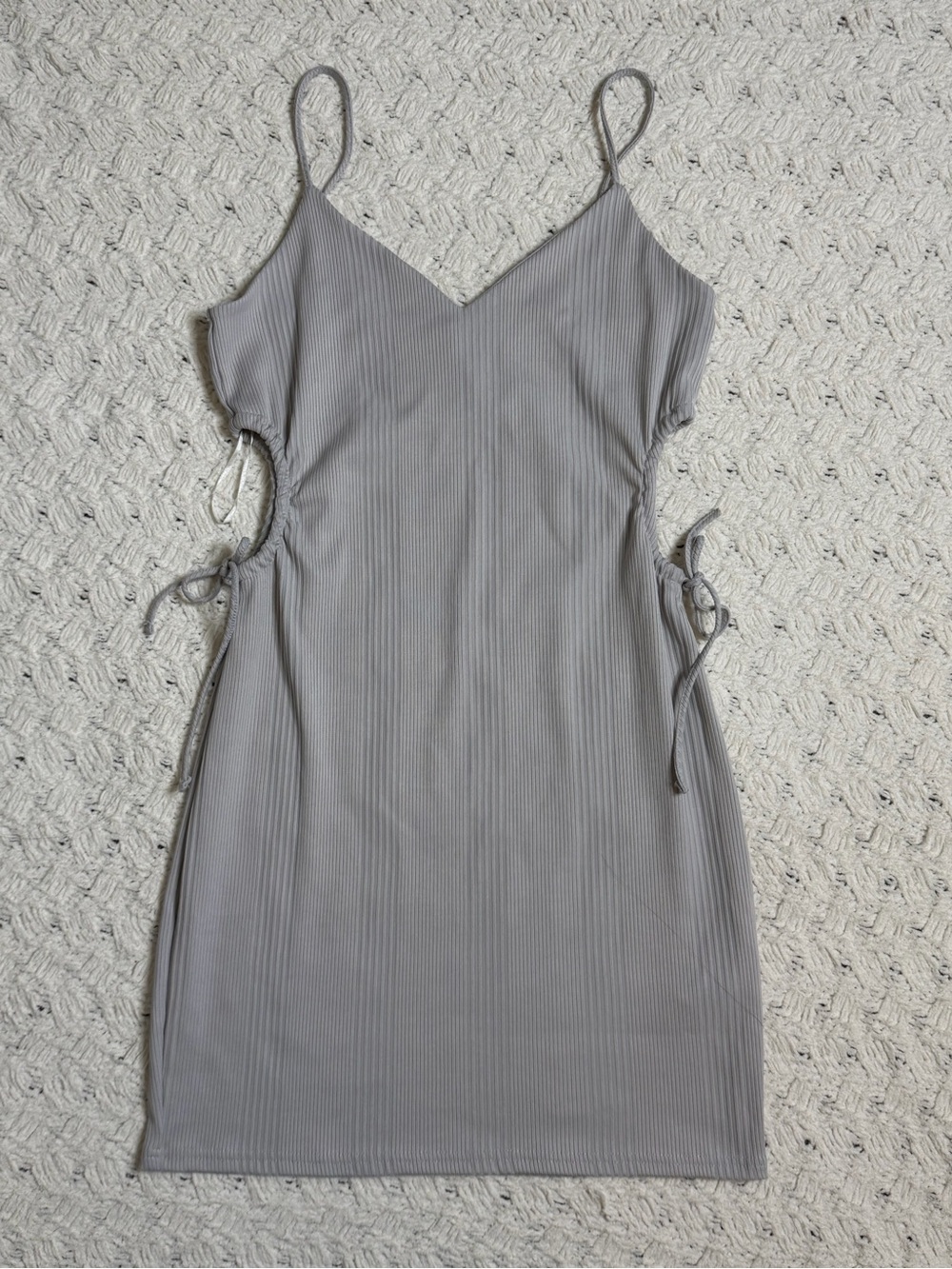 Topshop Gray Drawstring Cutout Dress